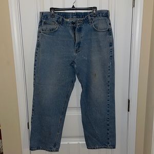 Carhartt Men’s Relaxed Fit 38/30 Distressed Blue Jeans